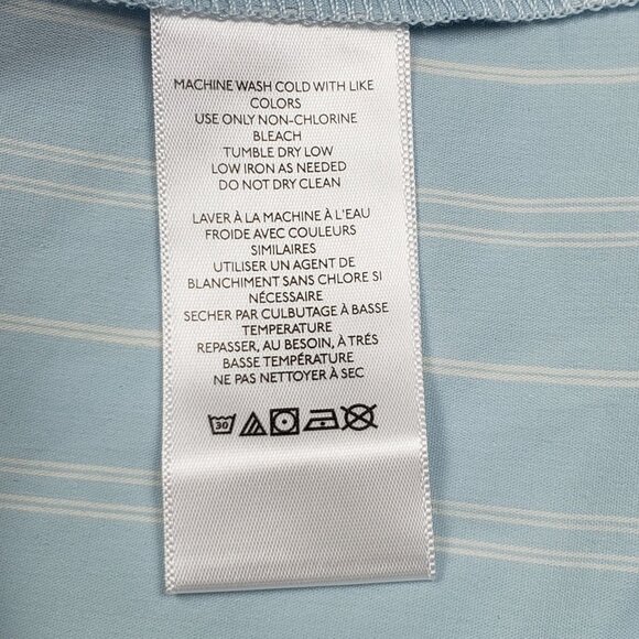 UO Party Girl Cotton-Blend Button Down Sleeveless Shirt Women Medium Blue Stripe - Picture 9 of 16